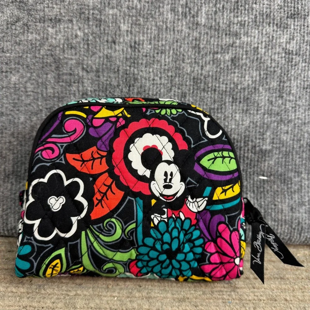 Vera Bradley Disney Mickey Minnie Sensational Floral Cosmetic Bag Makeup Pouch